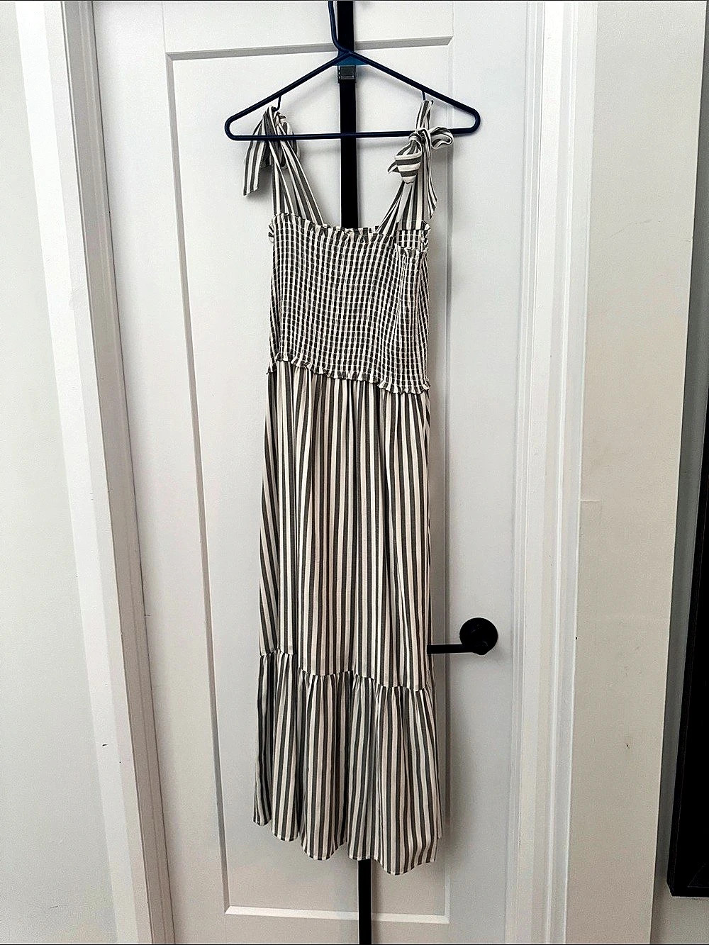 ripe Striped Maxi Dress in Gray & White Like New
